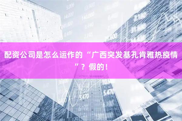 配资公司是怎么运作的 “广西突发基孔肯雅热疫情”？假的！